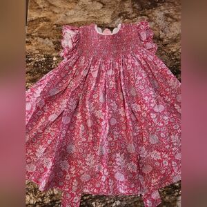 Pink Floral Smocked Girls Dress